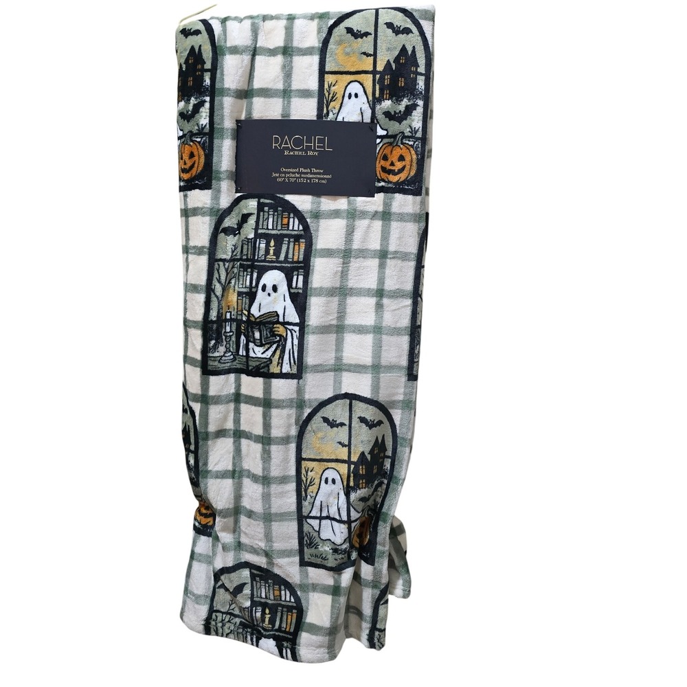 Rachel Rachel Roy Halloween Ghost Reading Plush Throw Blanket 60x70 Spooky Decor